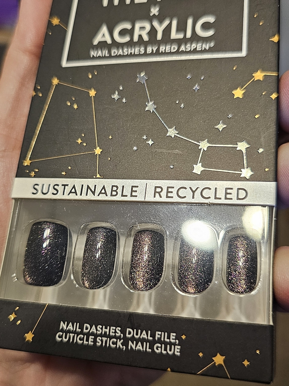 The Press x Acrylic Shimmer Black Press-On Nail Dashes